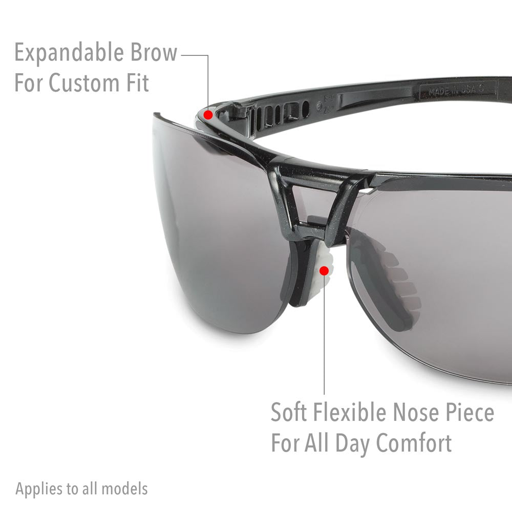 Uvex Protege Metallic Black Safety Glasses with Clear Anti-Fog Lens #S4200X