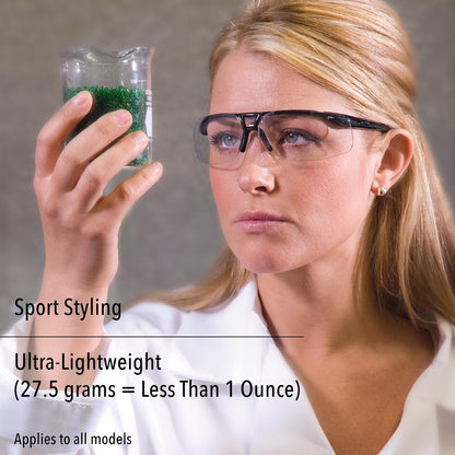 Uvex Protege Metallic Black Safety Glasses with Clear Anti-Fog Lens #S4200X