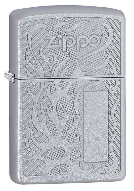 Zippo Logo Design, Good for Engraving, Classic Satin Chrome Lighter #29698