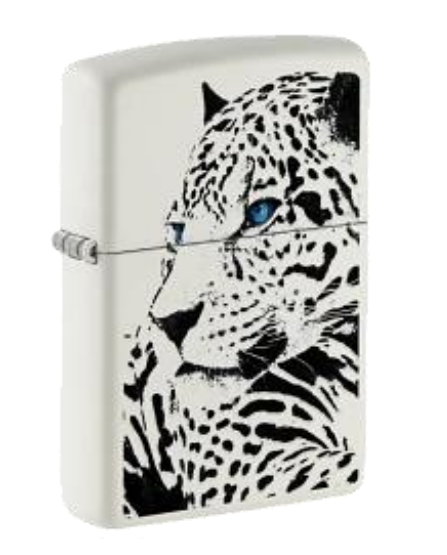 Zippo Snow Leopard Portrait Design, White Matte Lighter #48101