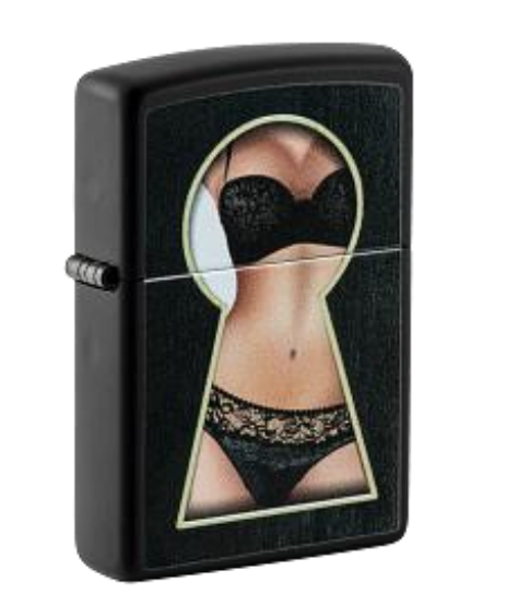 Zippo Keyhole Silhouette Design, Black Matte Lighter #49980