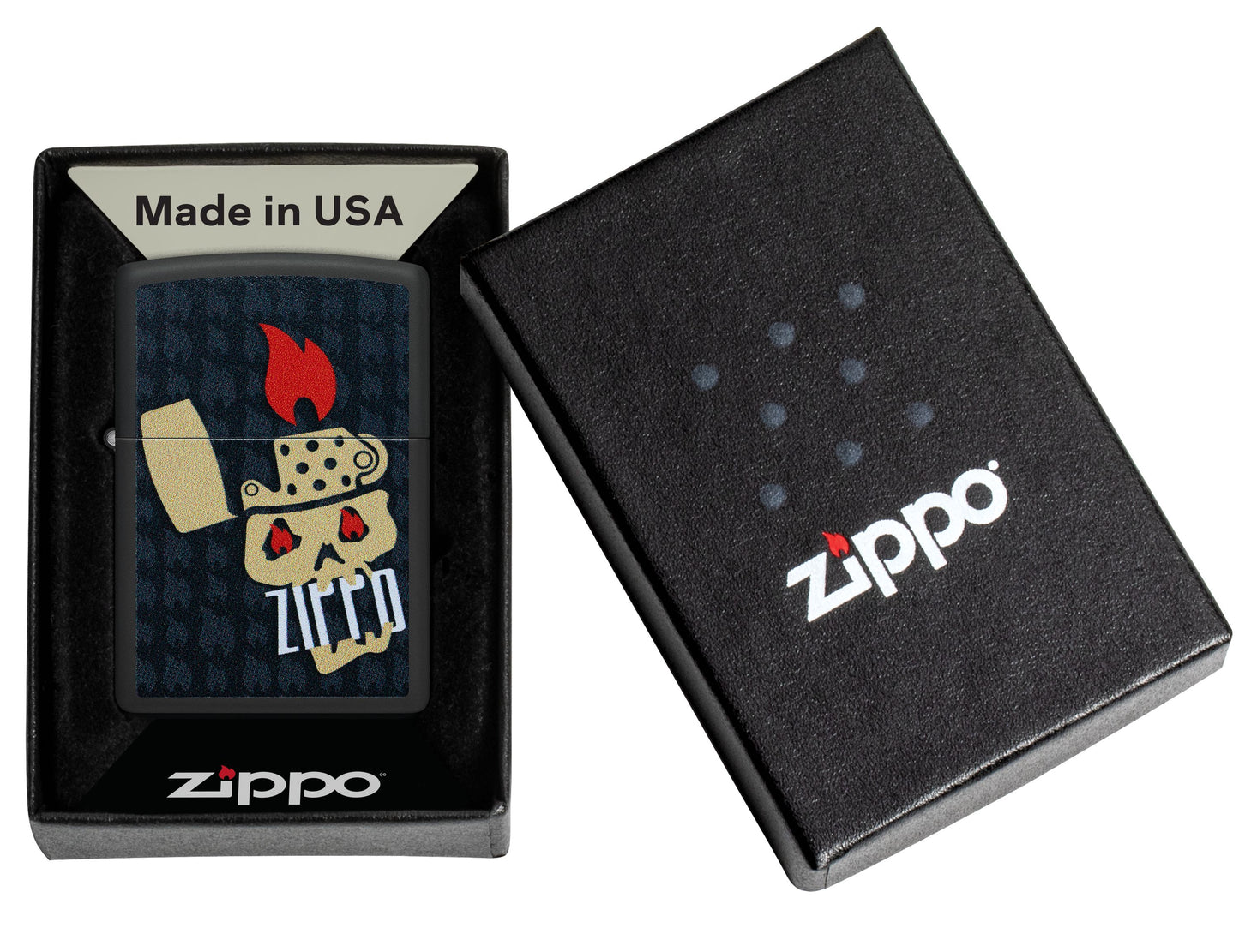 Zippo Skull Logo, Black Matte Lighter #47256