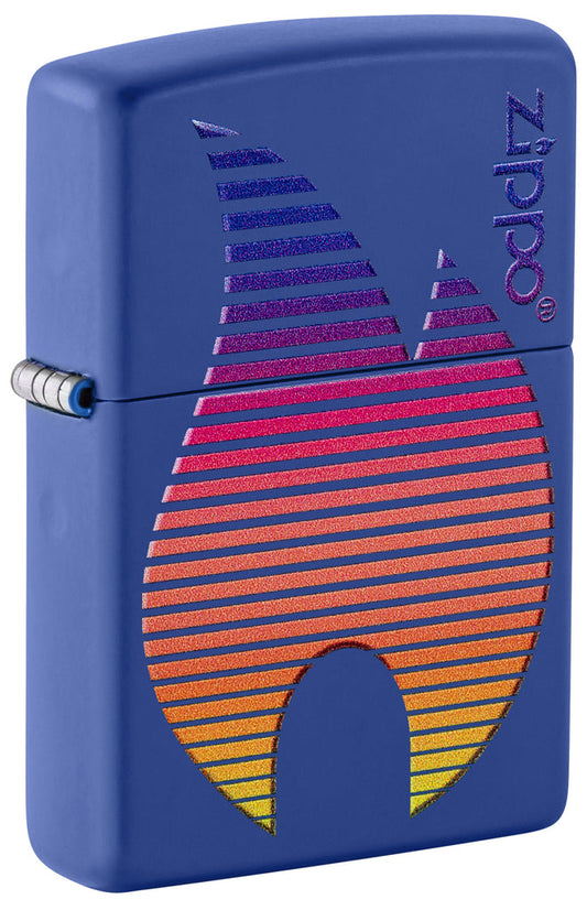Zippo Vibrant Retro Logo Design, Royal Blue Matte Lighter #48996