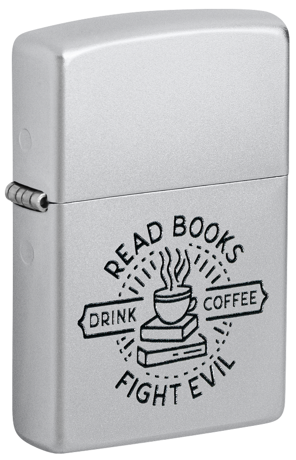 Zippo Read Books Design, Classic Satin Chrome Lighter #47459