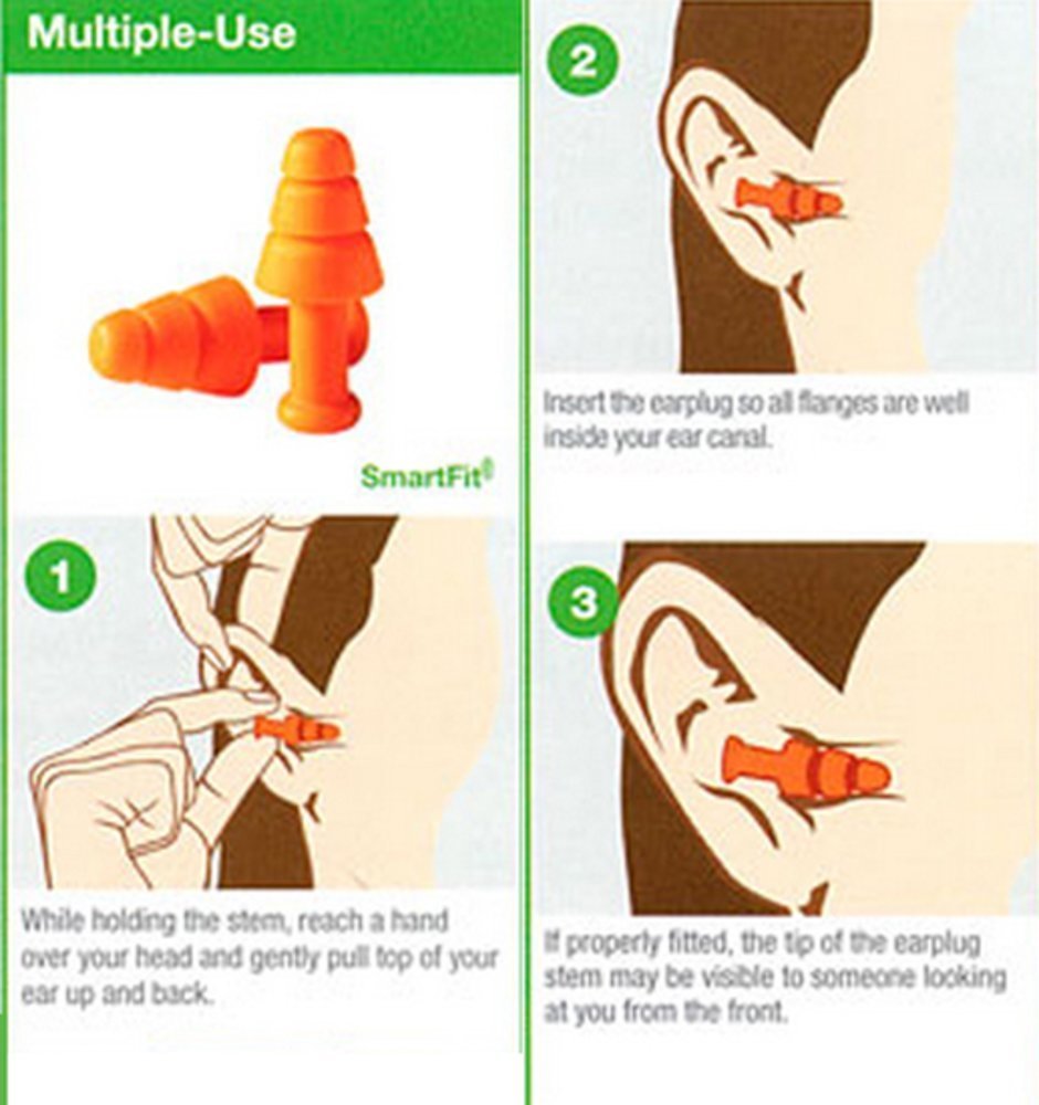 Howard Leight SmartFit Earplugs, Corded, 2 Pairs + Carrying Case #R-01520