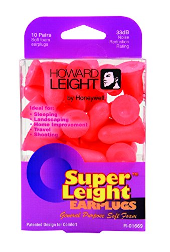 Howard Leight Super Leight Foam Earplugs 33 NRR – 20 Pair Disposable Pack #R-01677