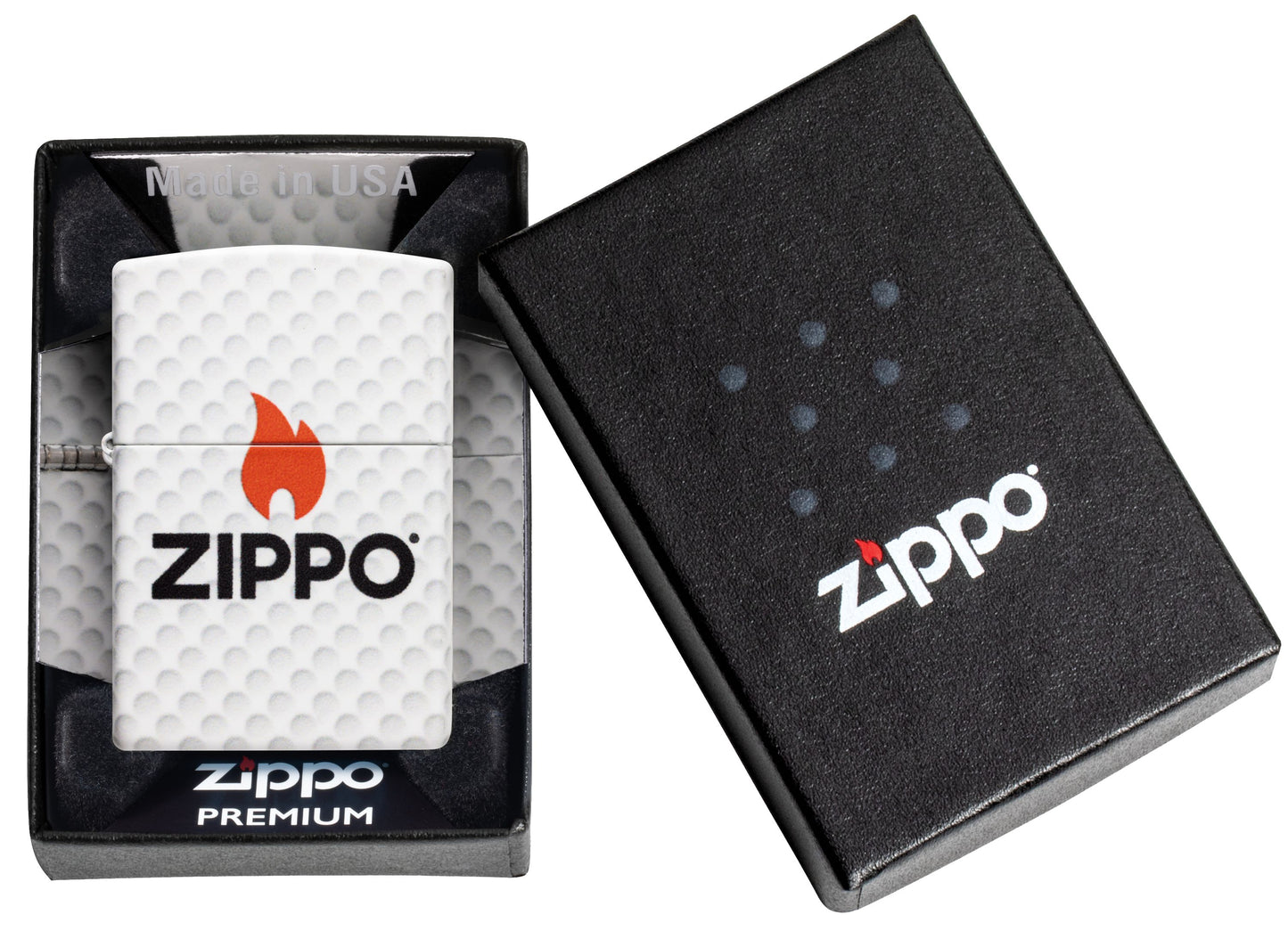 Zippo Golf Ball Logo, White Matte Lighter #47211