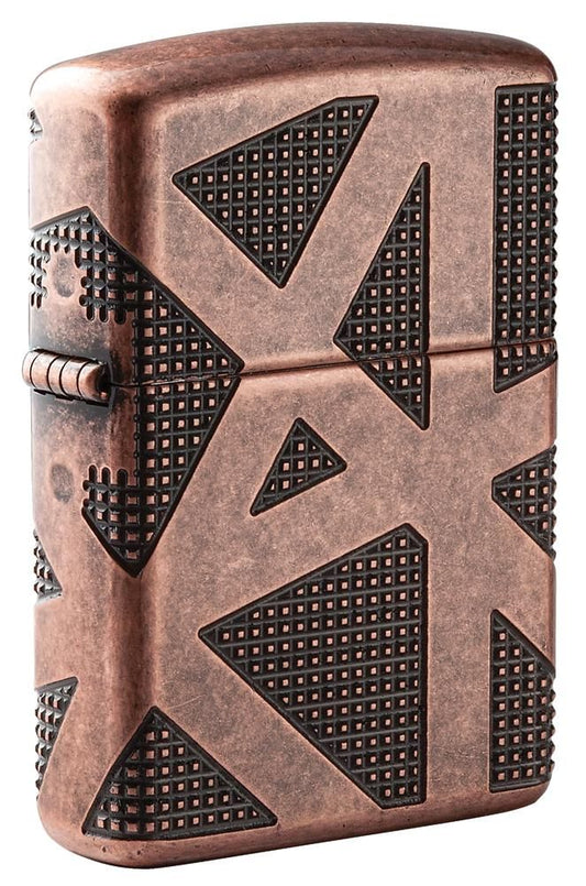 Zippo Antique Copper Geometric 360 Multi Cut Lighter #49036