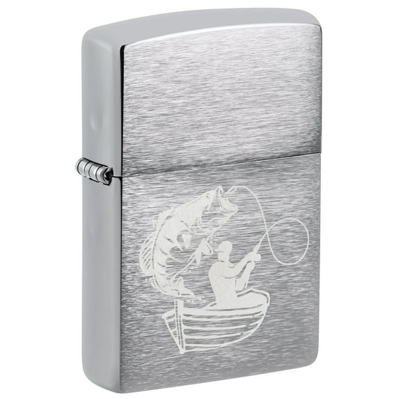 Zippo Fisherman and Jumping Bass Design, Street Chrome Lighter #48863