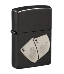 Zippo Pocket Aces Card Design, High Polish Black Lighter #48805