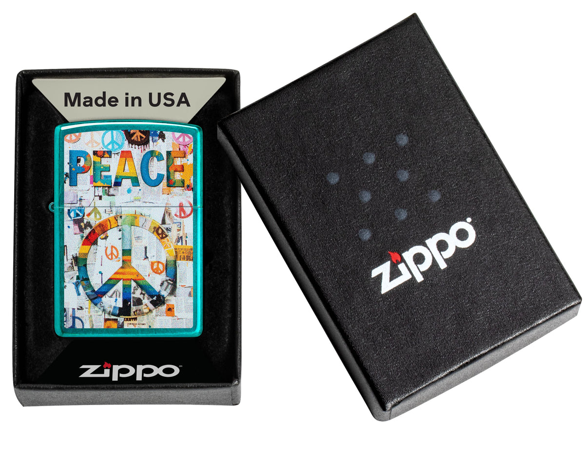 Zippo Peace, Candy Teal Lighter #47264