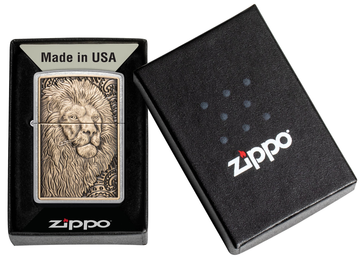 Zippo Lion Head Emblem, Street Chrome Lighter #47171