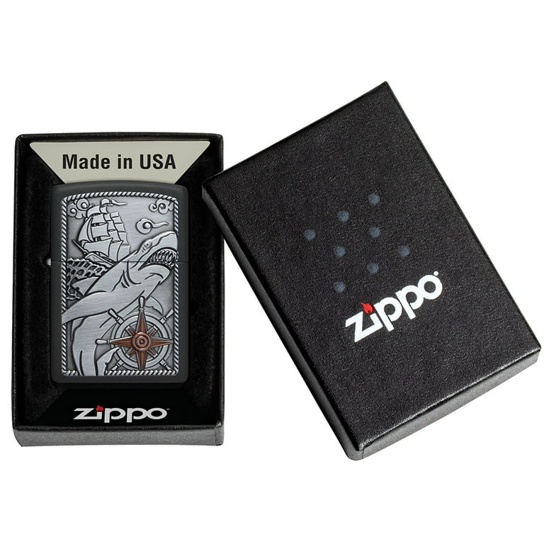 Zippo Ocean Sea Shark Design, Black Matte Lighter #48120