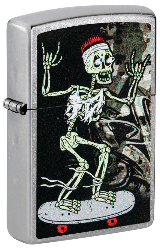Zippo Skateboard Skeleton Design, Street Chrome Lighter #48911