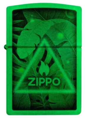 Zippo Neon Jungle Triangle Logo Design, Glow in the Dark Lighter #48875