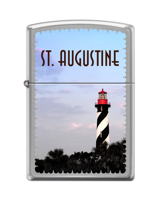 Zippo St. Augustine Florida Lighthouse, Brushed Chrome Lighter #200-084336