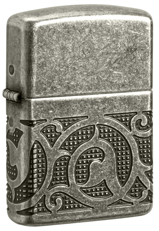 Zippo Pattern Design, Armor Antique Silver MultiCut Lighter #49290