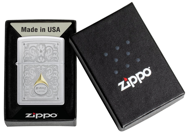 Zippo Vintage Filigree Design Satin Chrome Lighter #47009