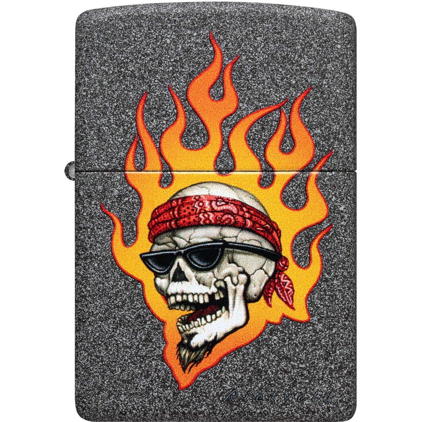 Zippo Rietveld Flaming Skull Iron Stone Lighter #46933