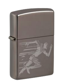 Zippo Running Athlete Design, High Polish Black Lighter #48830