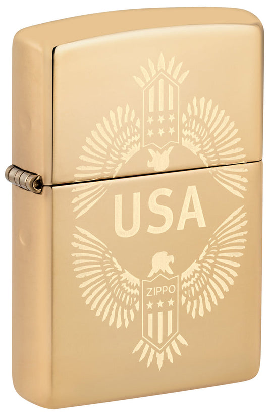 Zippo USA Patriotic Design, High Polish Brass Lighter #48915