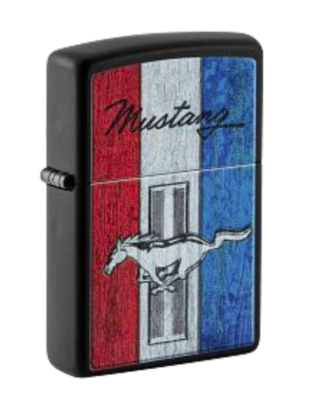 Zippo Ford Mustang Logo Design, Black Matte Lighter #48016