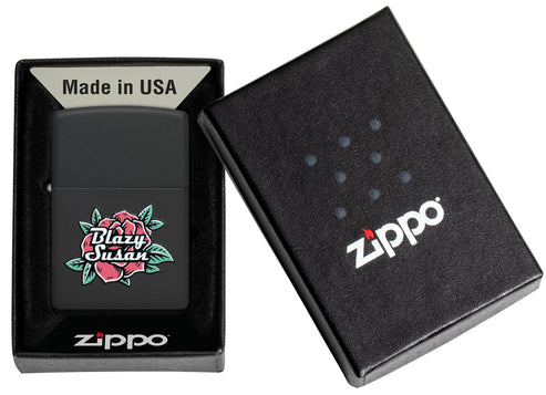 Zippo Blazy Susan Logo Design, Black Matte Finish Lighter #46769