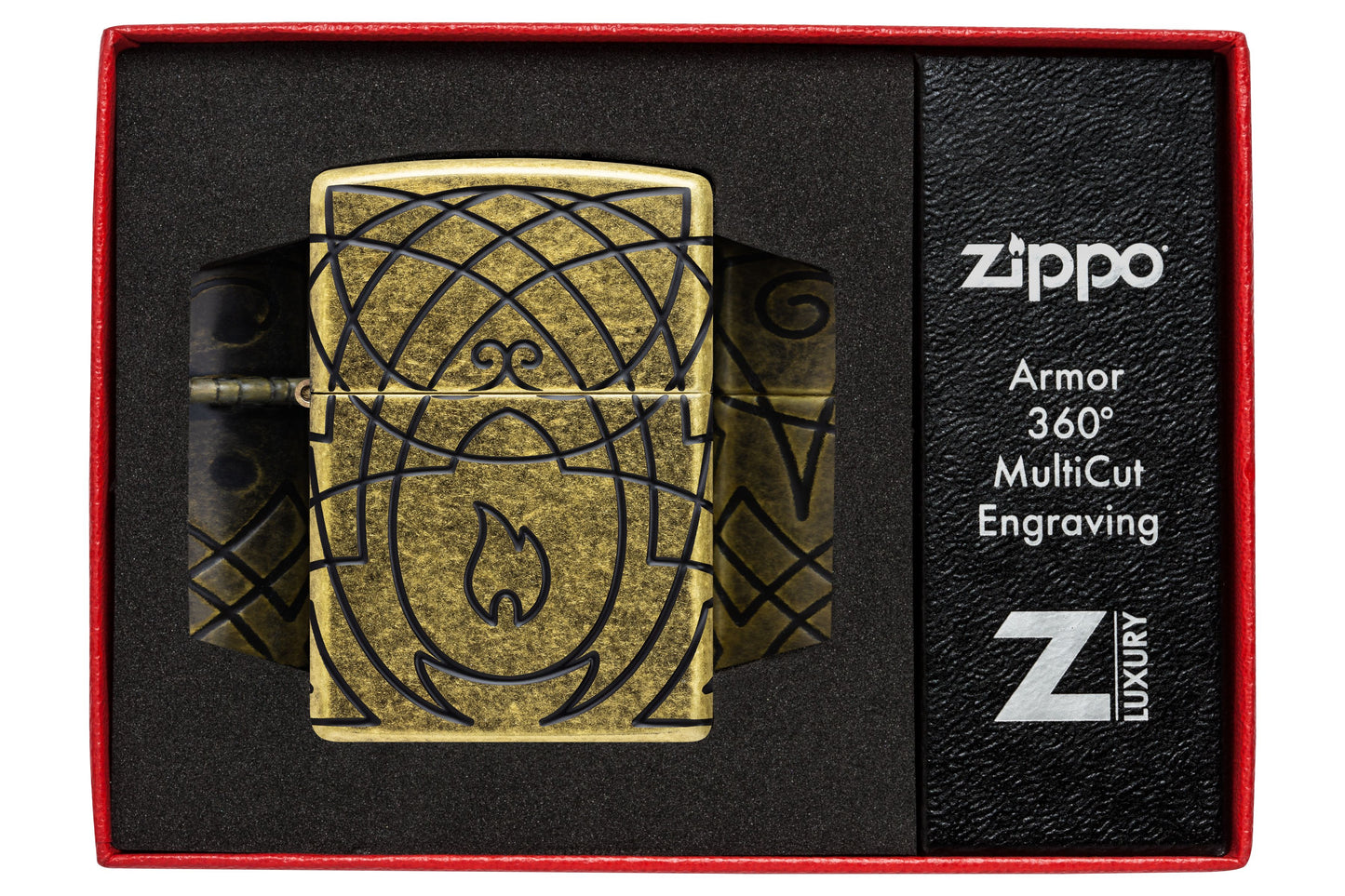 Zippo Armor Multicut, Antique Brass Lighter #47254