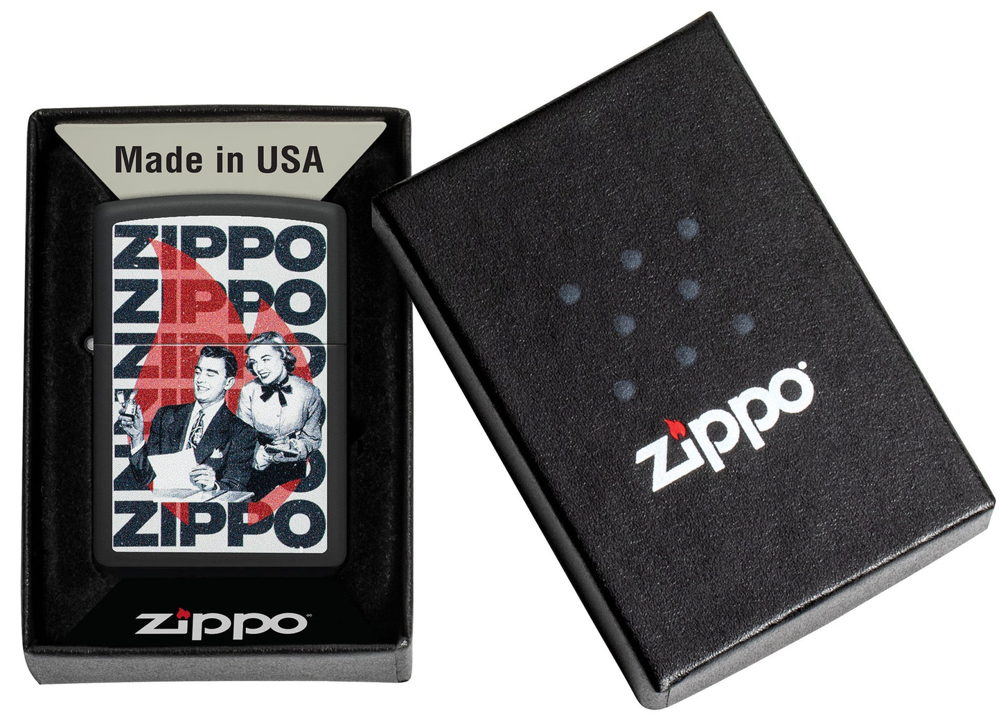 Zippo Vintage Zippo Design, Black Matte Lighter #46475