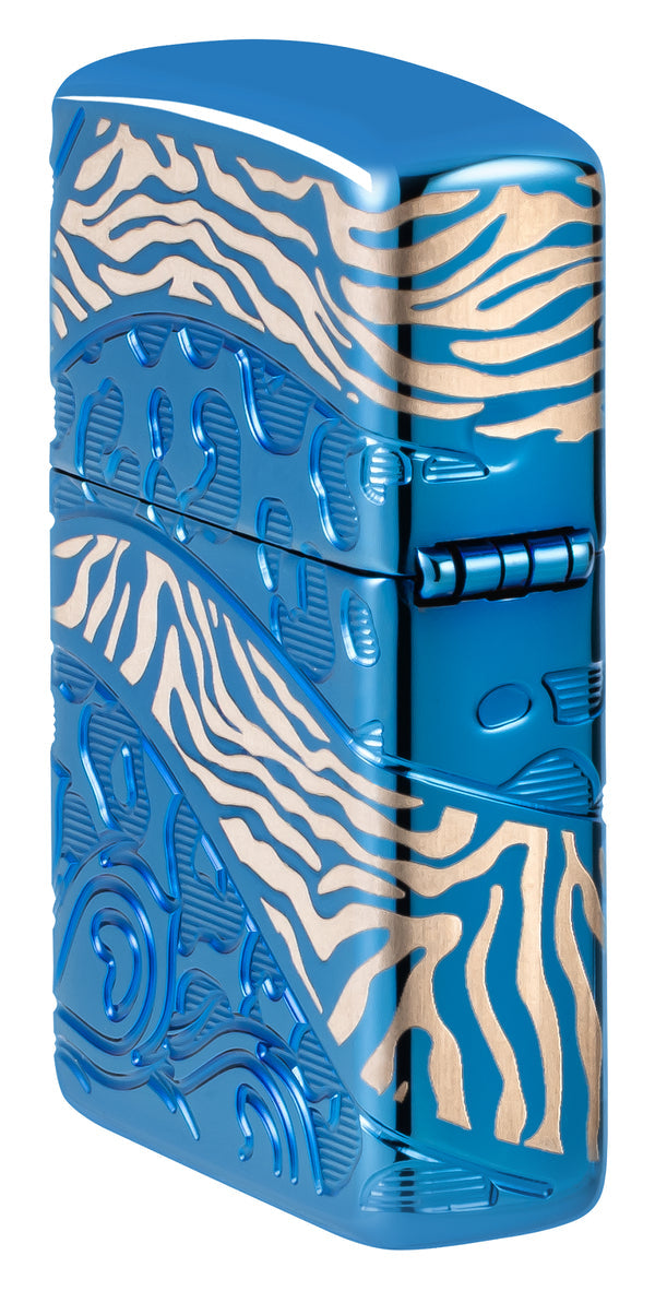 Zippo Animal Flair Design 360 High Polish Blue Armor Lighter #46926