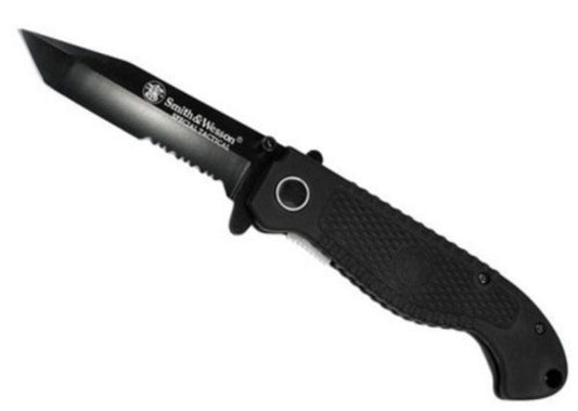 Smith & Wesson Special Tactical Folding Knife, Partially Serrated Tanto #CKTACBS