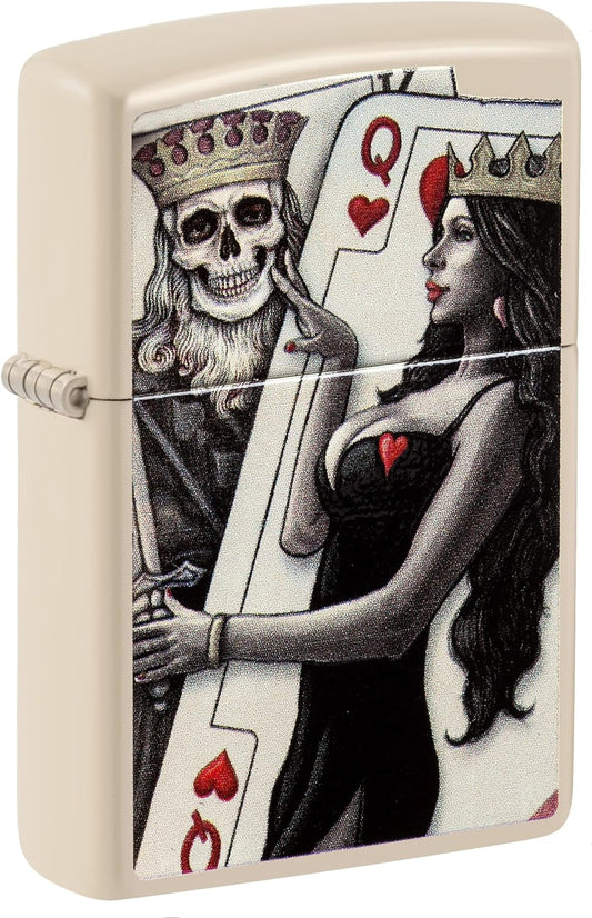 Zippo Skull King and Queen Playing Card, Flat Sand Lighter #49942