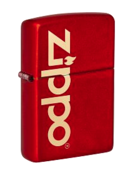 Zippo Vertical Logo Design, Metallic Red Lighter #48082