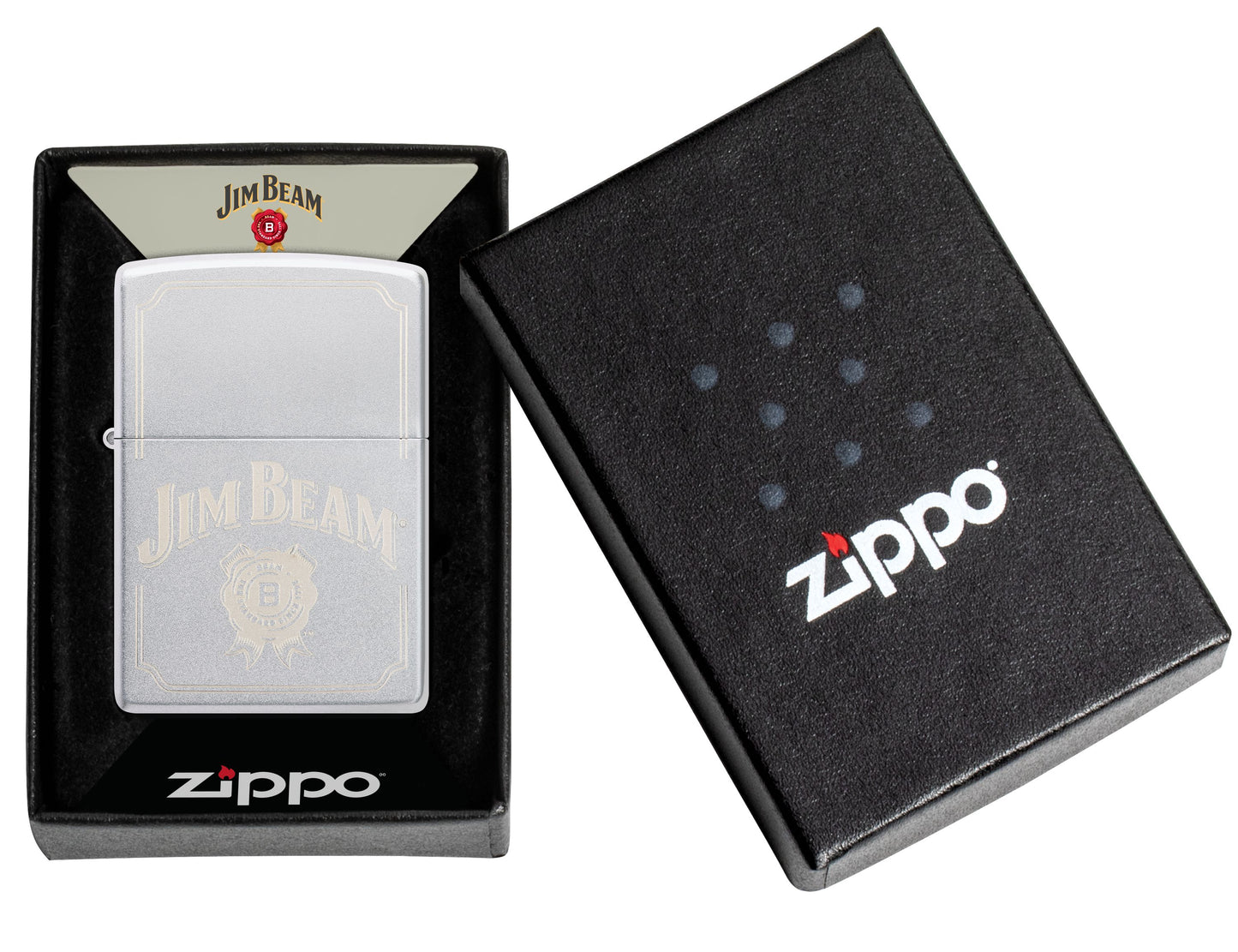 Zippo Jim Beam, Satin Chrome Lighter #47411