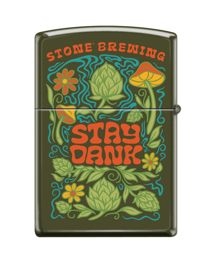 Sapporo Stone Flower Power'd Zippo Lighter 221-CN435520 on Green Matte