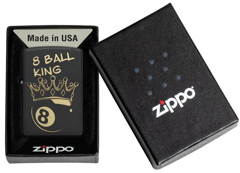 Zippo 8 Ball King, Black Matte Lighter #46291