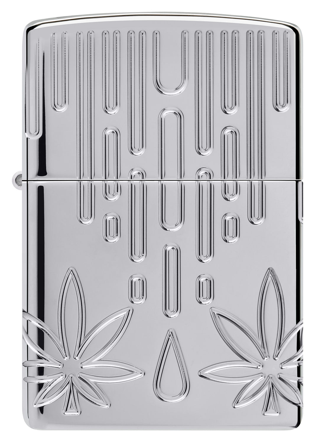 Zipoo Waxy Leaf Design High Polish Chrome Armor Lighter #46303