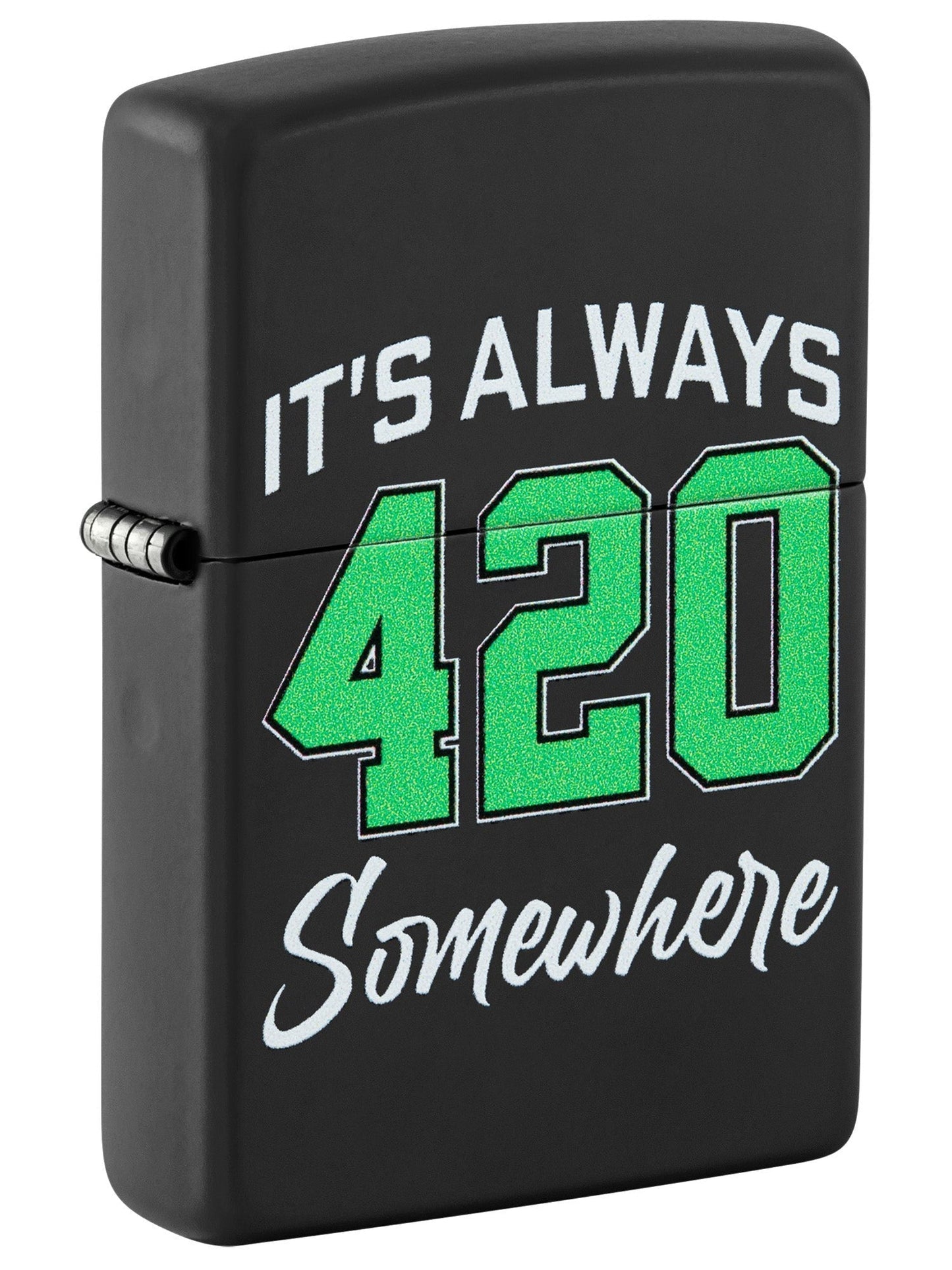Zippo It’s Always 420 Somewhere Design, Black Matte Lighter #48881