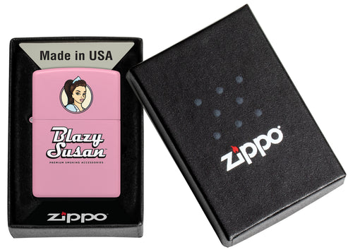 Zippo Blazy Susan Pink Logo Design, Pink Matte Finish Lighter #46770