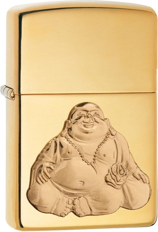 Zippo Laughing Buddha Emblem, High Polish Brass Lighter #29626