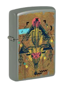 Zippo Southwestern Cactus and Skull Design, Gray Matte Lighter #48800