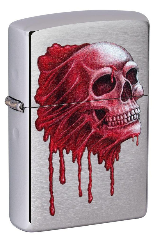 Zippo Skull Design, Brushed Chrome Finish Lighter #49603