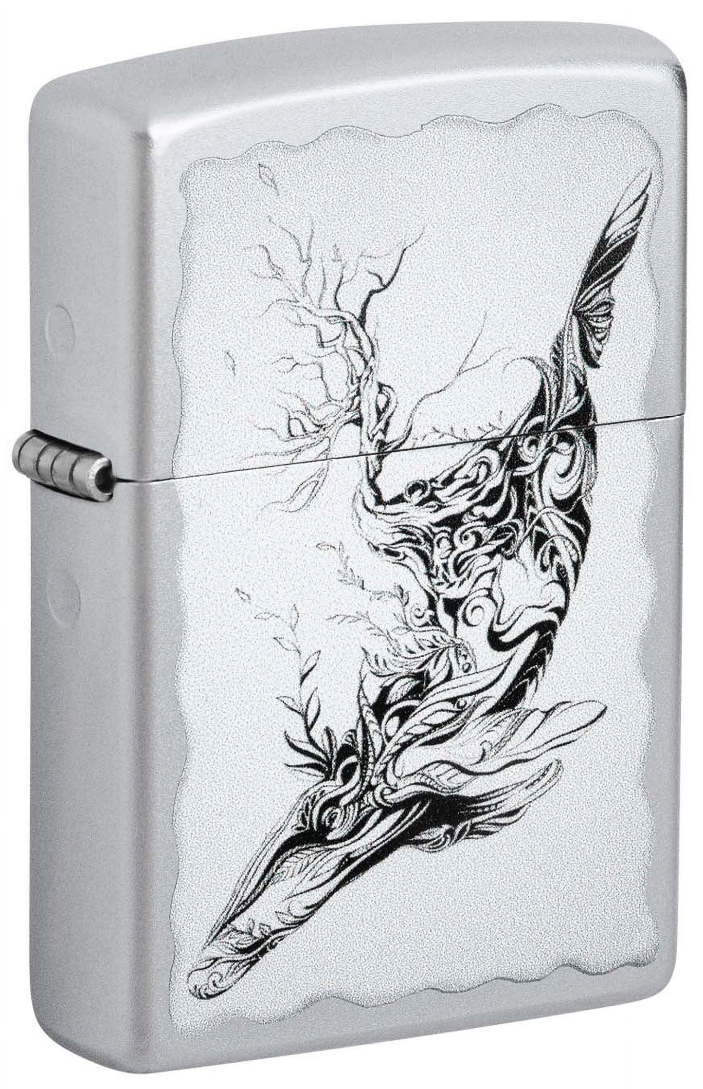 Zippo Abstract Whale Illustration Design, High Polish Chrome Lighter #48872