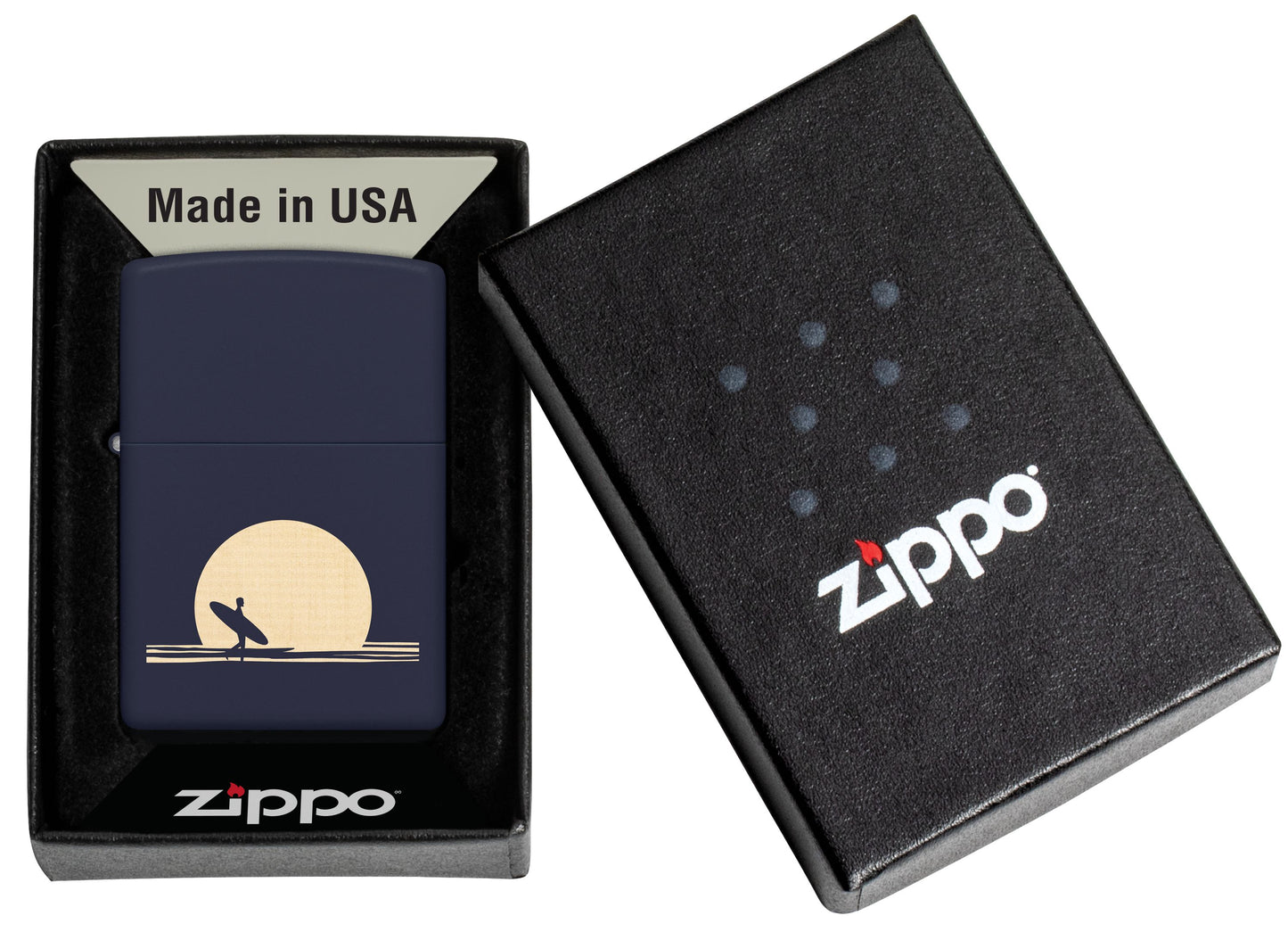 Zippo Surfer Sunset Scene, Navy Matte Lighter #47213