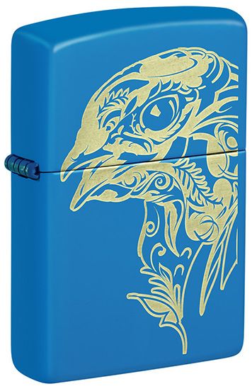 Zippo Ornate Falcon Line Art Design, Sky Blue Matte Lighter #48858