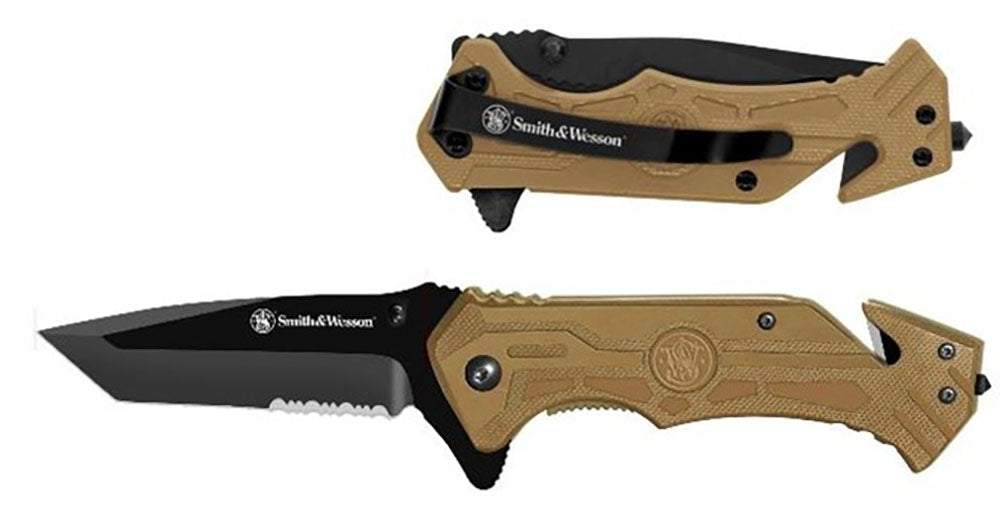 Smith and Wesson HRT Assisted Folding Knife, Coyote Tan #1200647
