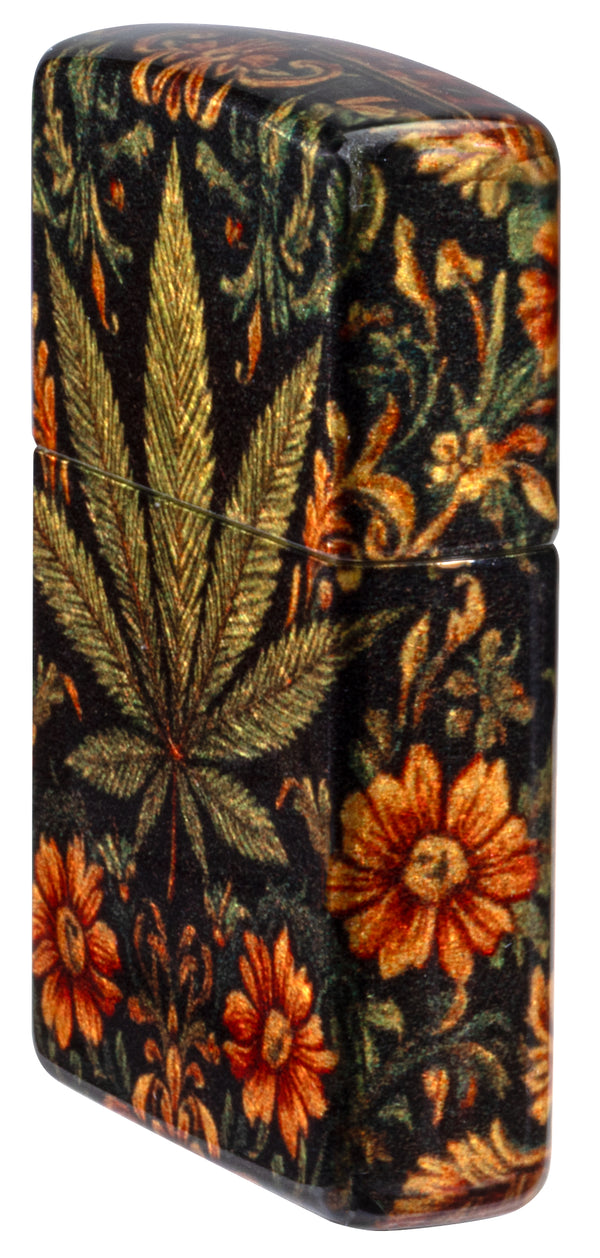 Zippo Cannabis Tapestry Design 540 Fusion Tumbled Brass Lighter #47139
