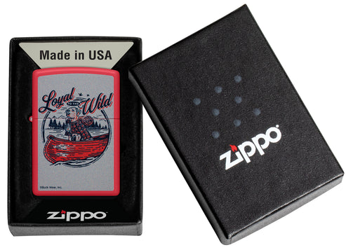 Zippo Buck Wear “Loyal to the Wild” Design, Red Matte Finish Lighter #46591