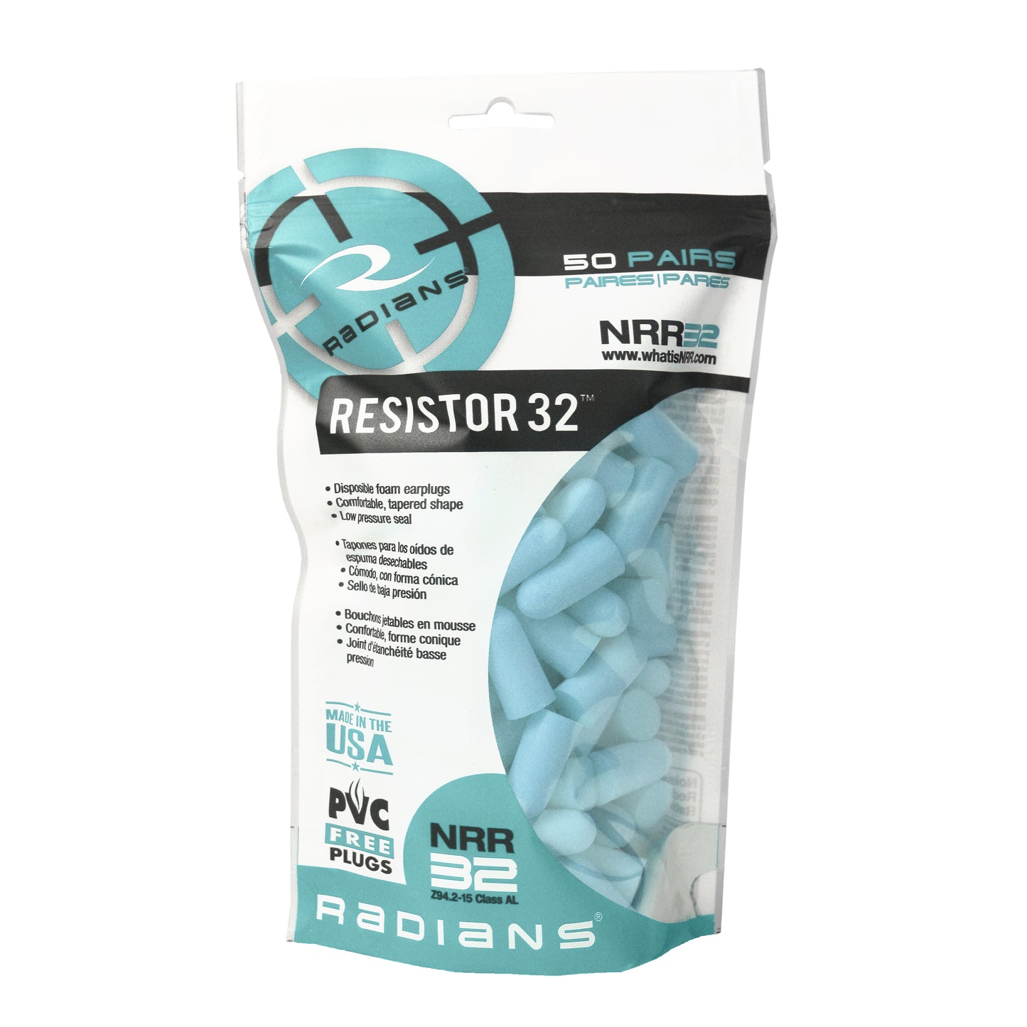 Radians Resistor 32 Foam Uncorded Earplug Dispenser Refill, 500 Pair #FP70-B500