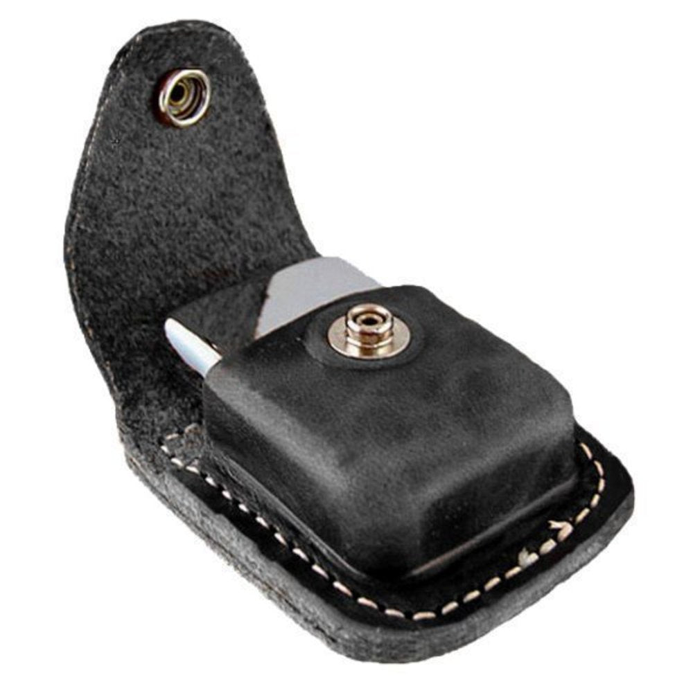 Black Leather Lighter Pouch with Belt Loops